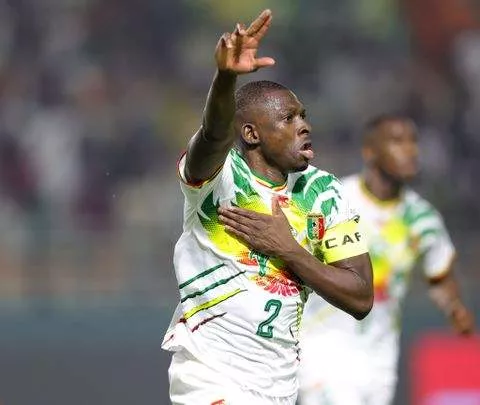 Lassine Sinayoko celebrates against South Africa during the AFCON 2023 Group E opener