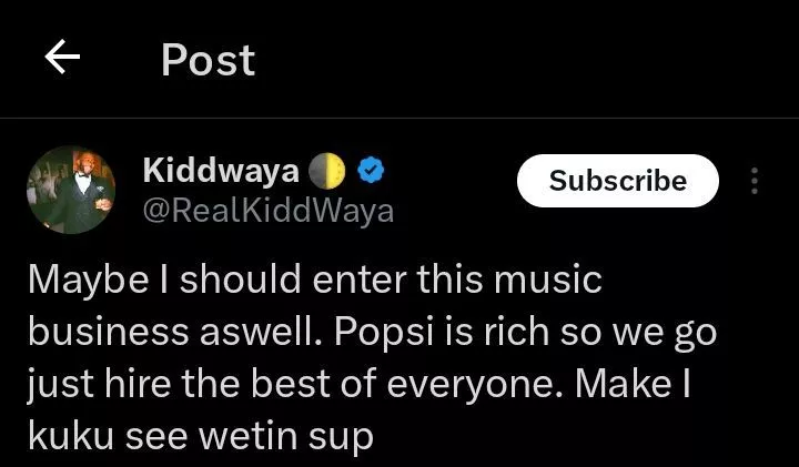 Kiddwaya opens up about plan to join music