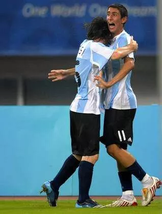 Lionel Messi and Angel Di Maria at the Olympics in 2008 - Imago