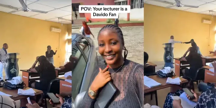 Nigerian lecturer makes female student dance and sing Davido's song in class, rewards her with cash