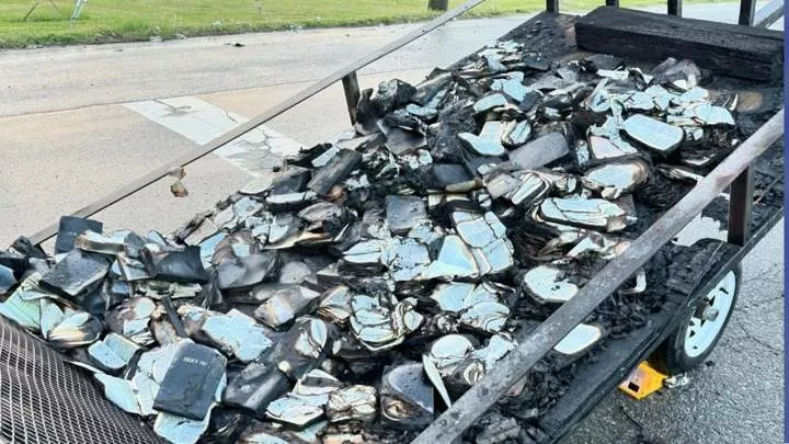 Trailer of Bibles set on fire in front of American church on Easter Sunday