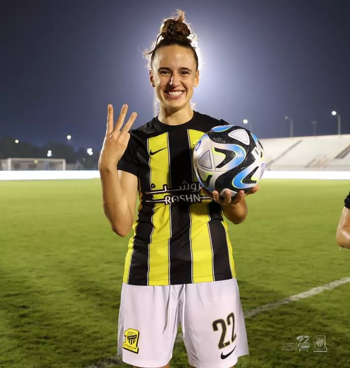 Ashleigh Plumptre scored all three goals from different positions for Al-Ittihad debut against Eastern Flames. X/Al-Ittihad