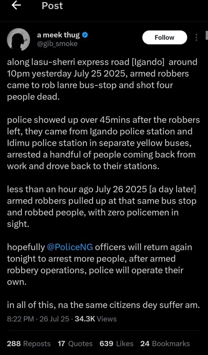 Man fumes as police arrive 45 minutes late to robbery scene, arrest people returning from work