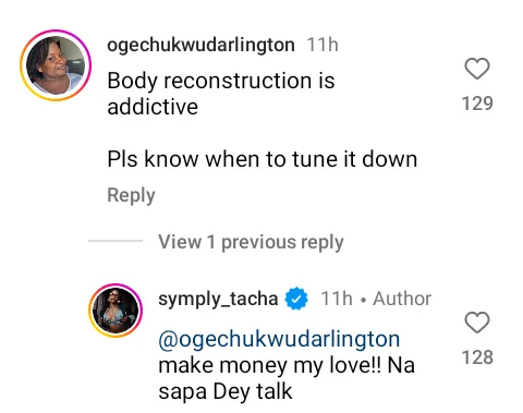 Make money - BBNaija?s Tacha replies lady who warned her about plastic surgery addiction
