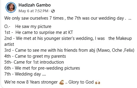 My husband and I only saw ourselves 7 times before we got married - Lady celebrates 8th wedding anniversary