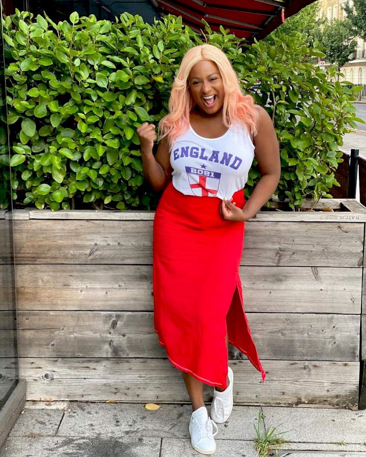 DJ Cuppy reacts as a fan claims she is the reason England lost to Italy in the Euro 2020