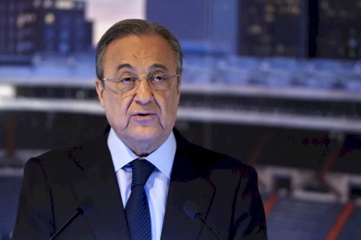 Real Madrid president, Perez blames one English club for collapse of Super League