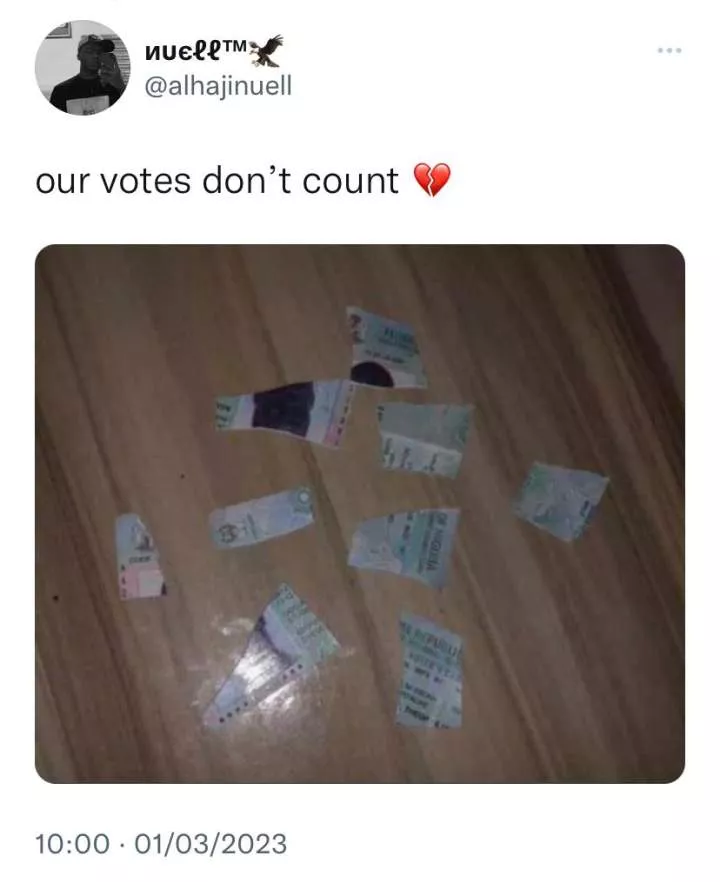 'Our votes don't count' - Nigerian man laments as he destroys his permanent voters card