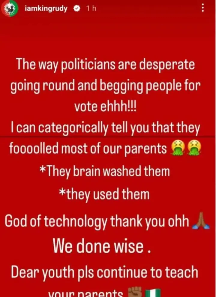 'Politicians brainwashed our parents into voting for them' - Rudeboy affirms