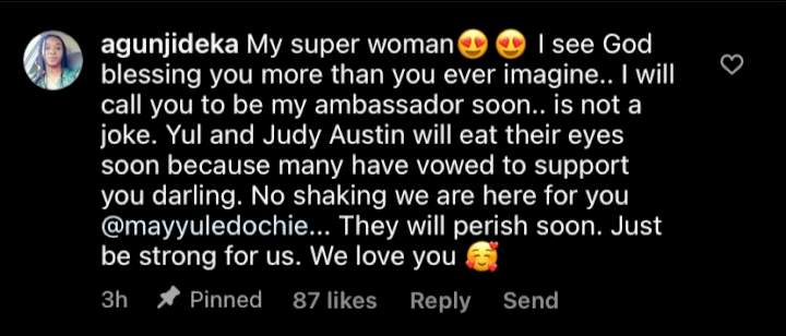 May Edochie seemingly agrees with comment of fan who shaded her husband, Yul Edochie and his new wife, Judy