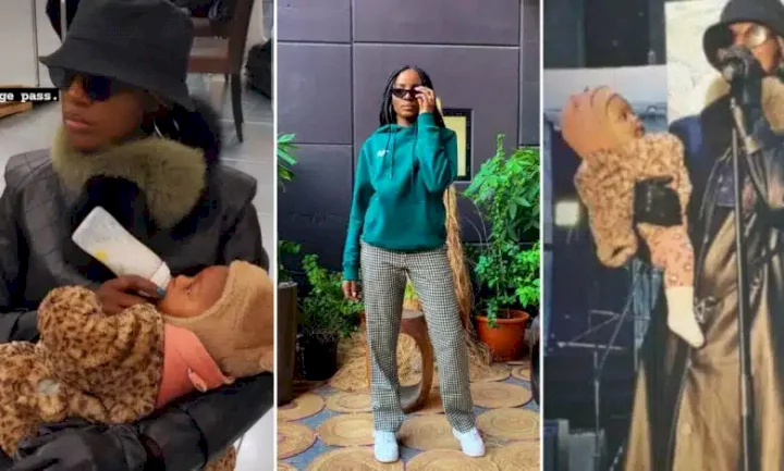 Seyi Shay gushes over 7-month-old daughter as she performs with her on stage (Video)