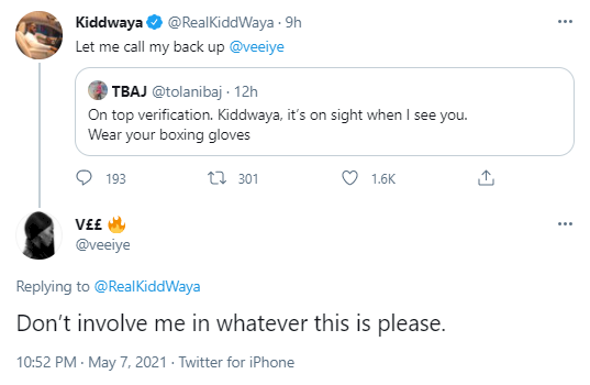 'Don't involve me in whatever this is' - Vee slams Kiddwaya & TolaniBaj over Twitter verification