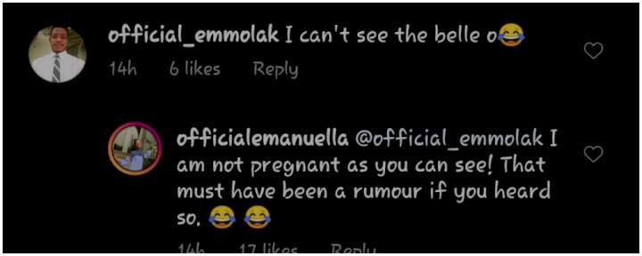 'I am not pregnant' - Comedian Emmanuella reacts to pregnancy rumour