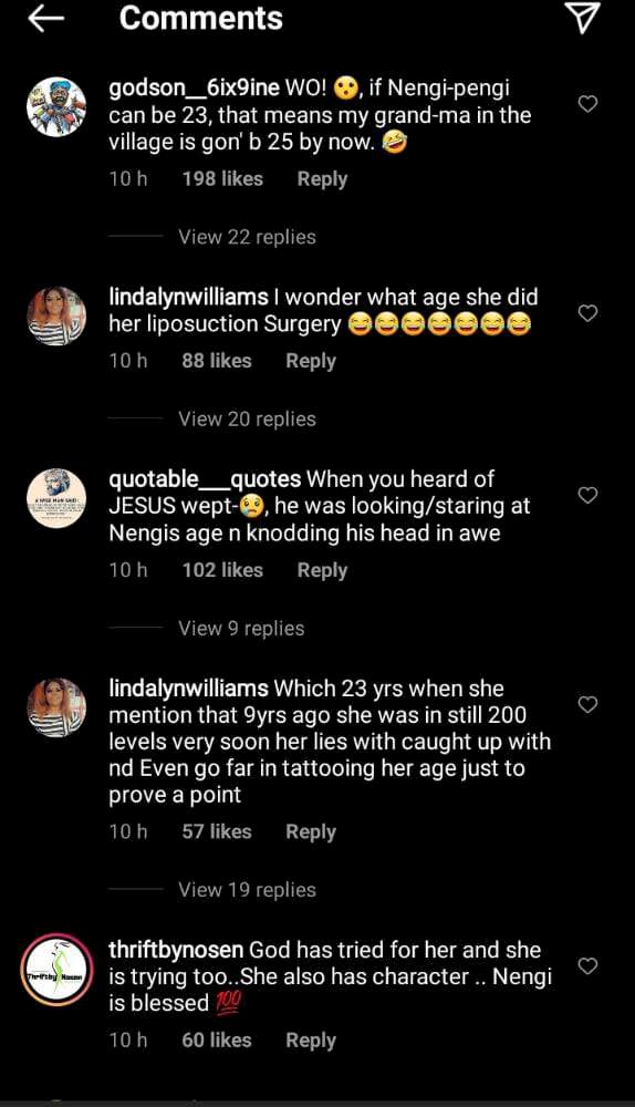 'If Nengi can be 23, that means my grand ma is 25' - Nigerians react to Nengi's age