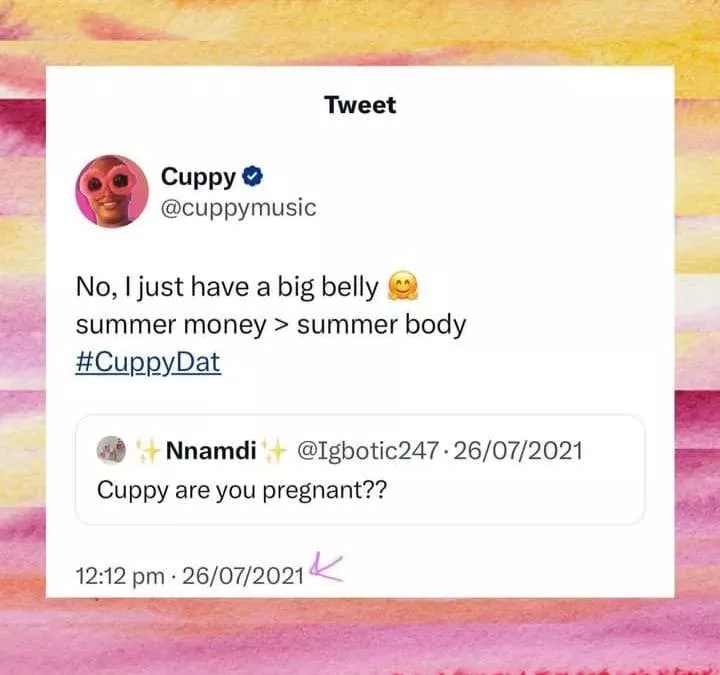 DJ Cuppy honestly replies fan who asked if she was pregnant after flaunting big belly