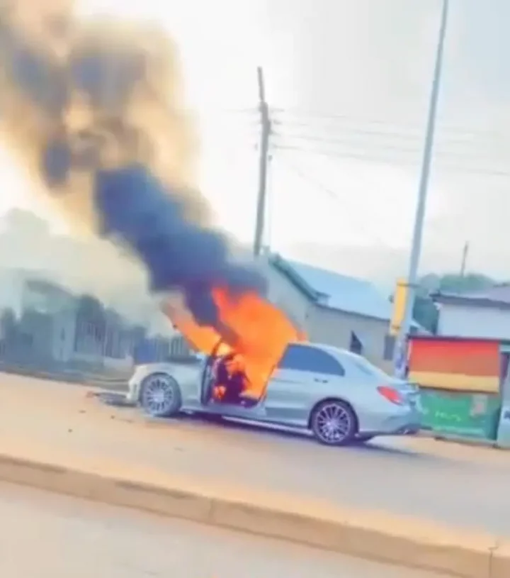 Man heartbroken as fire guts Mercedes Benz days after purchase (Video)