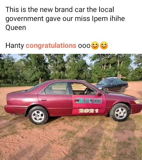 Reactions as winner of Cross River Local Govt beauty pageant receives star prize of 'new car'