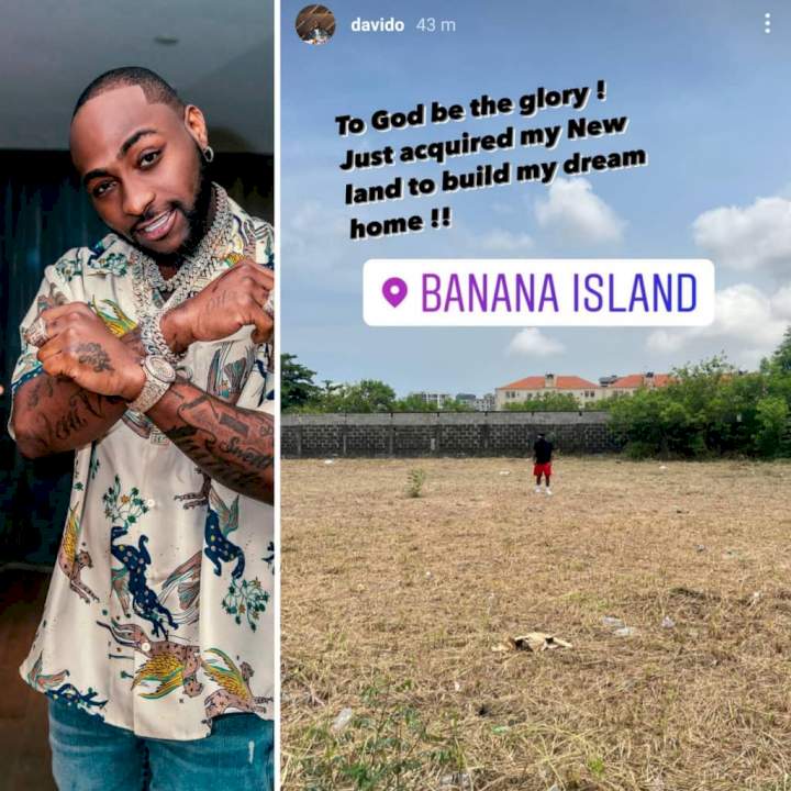 Davido acquires large expanse of land in Banana Island, says he is about to build his dream home (video)