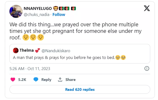 Man heartbroken as girlfriend he used to pray with everyday gets pregnant for someone else under his roof