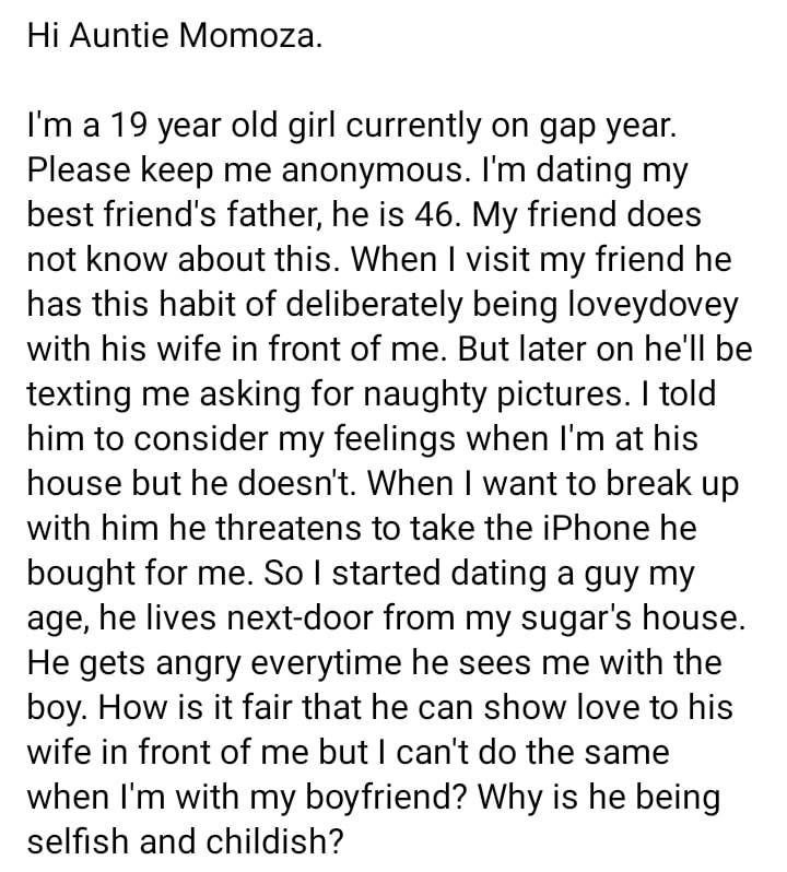 'How is it fair that he can show love to his wife in front of me?' - Lady confesses to dating best friend's dad