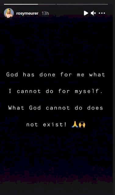 “What God cannot do does not exist” – Actress, Rosy Meurer says amid intense criticism