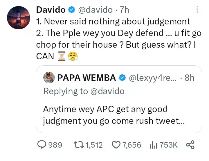 'Bingo, stop distracting me; I'm counting money' - Davido blasts man as they trade words on Twitter