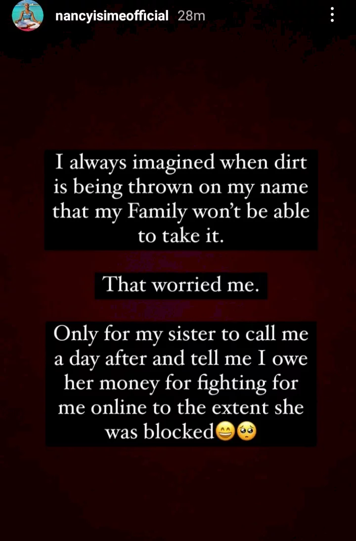 Nancy Isime breaks down as she reveals what her blood sister did after hearing news of her alleged affair with married man