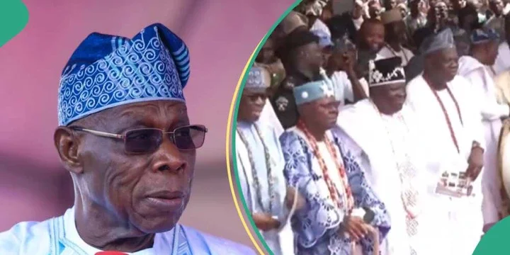 Obasanjo Orders Yoruba Monarchs to Stand Up and Greet Him in Viral Video, Netizens React