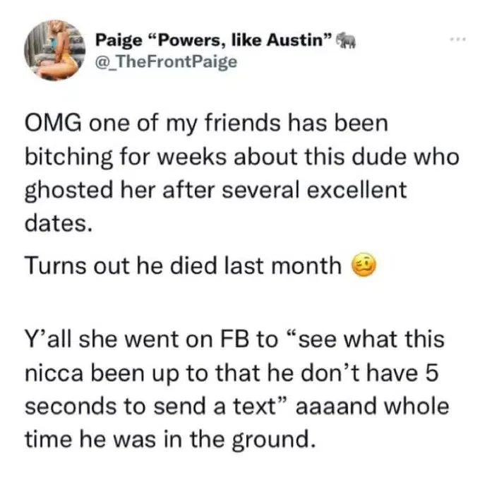 Lady rants about a guy ghosting her after having nice dates only to find out he passed away