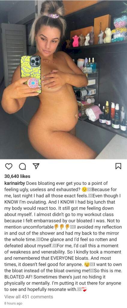 Instagram influencer strips to expose bloated tummy as she encourages women that it's normal to be bloated