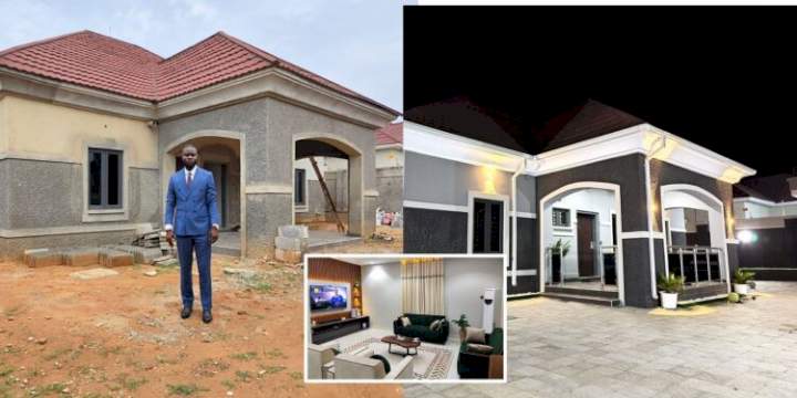 "Miracle no dey tire Jesus" - Nigerian man declares as he shows off his newly built house (Photos)