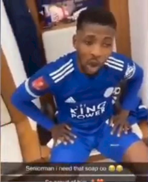 Moment footballer, Wilfred Ndidi begged Kelechi Iheanacho to 'cut soap' for him after FA cup semi-final (Video)