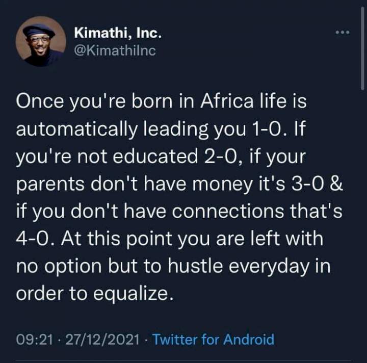 There's Poverty Everywhere - Imoh Umoren Educates Twitter User Who Claimed Being Born In Africa Is A Disadvantage