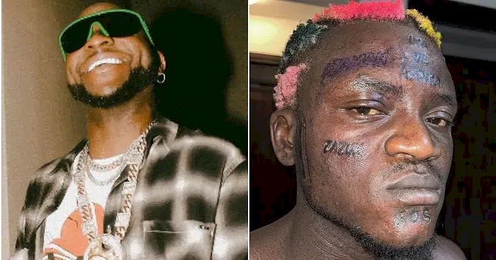 "Bruh doesn't even care" - Davido reacts to Portable's new facial tattoo