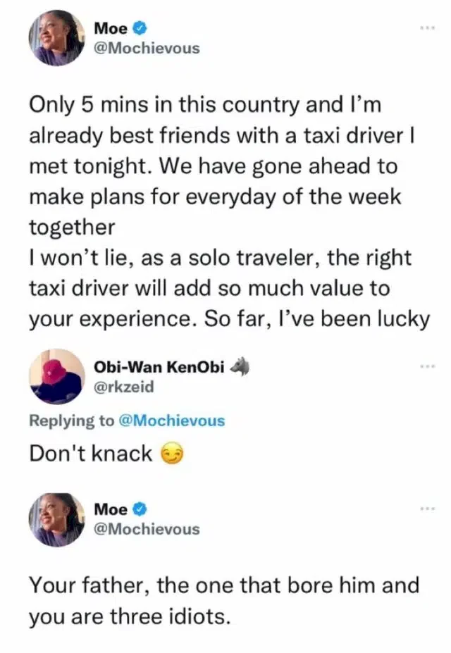 Moe slams troll who advised her not to get intimate with a taxi driver