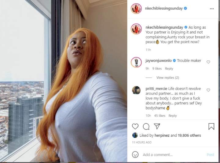 Nkechi Blessing Goes Braless in Solidarity with BBNaija's Angel After Being Body-shamed