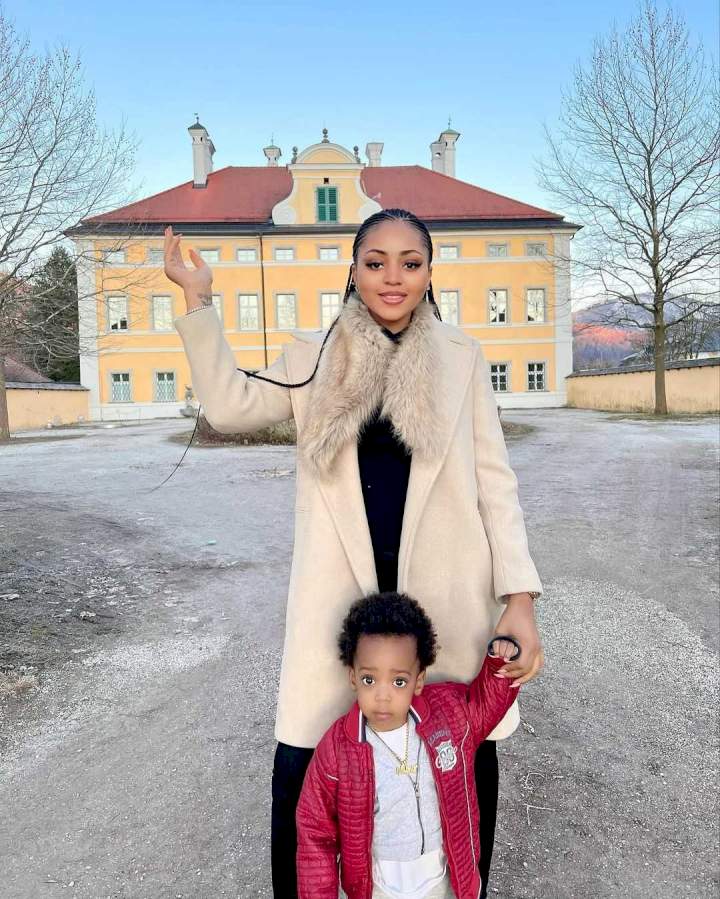 Regina Daniels drops cute pictures of herself and son, Munir as they visit Austria (Photos)