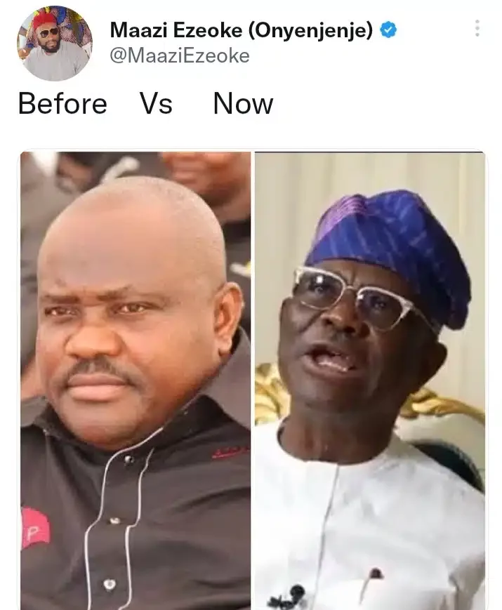 Before and after photos of ex-governor Nyesom Wike causes stir
