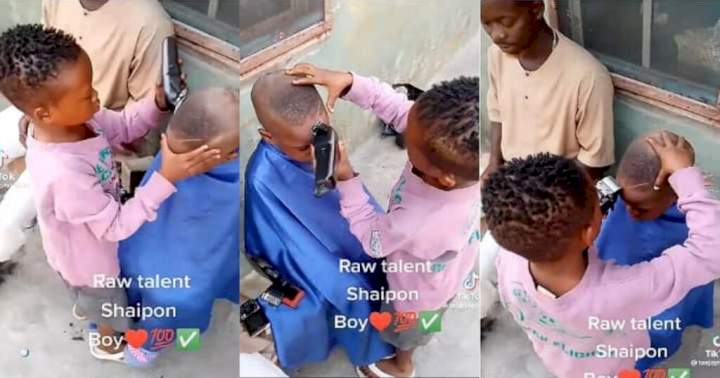 Little boy impresses netizens with superb barbing skills (Video)