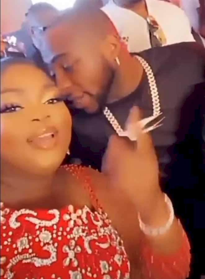 Nigerians react to what Davido whispered to Eniola Badmus about his babymama, Chioma (Video)