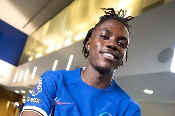 Chelsea unveil new signing Romeo Lavia at Chelsea training Ground on August 18, 2023