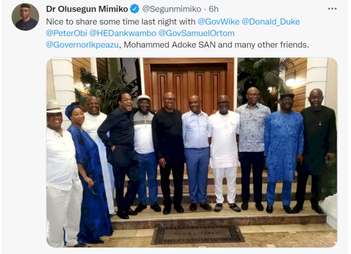 Peter Obi meets with PDP Governors and others in Rivers state 