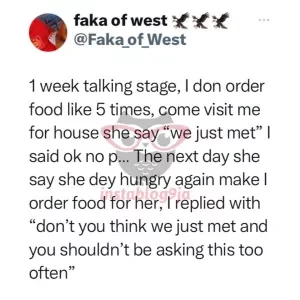 In one week of 'talking stage', I sent her food five times - Lover boy laments girl's refusal to visit him. (Photos)
