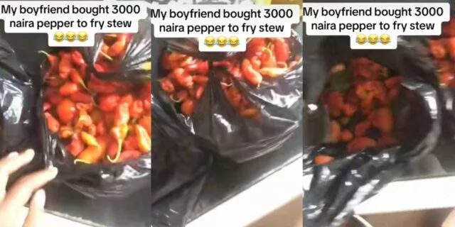 "Don't send a man to market" - Lady exclaims as boyfriend buys N3K 'rodo' pepper to fry stew