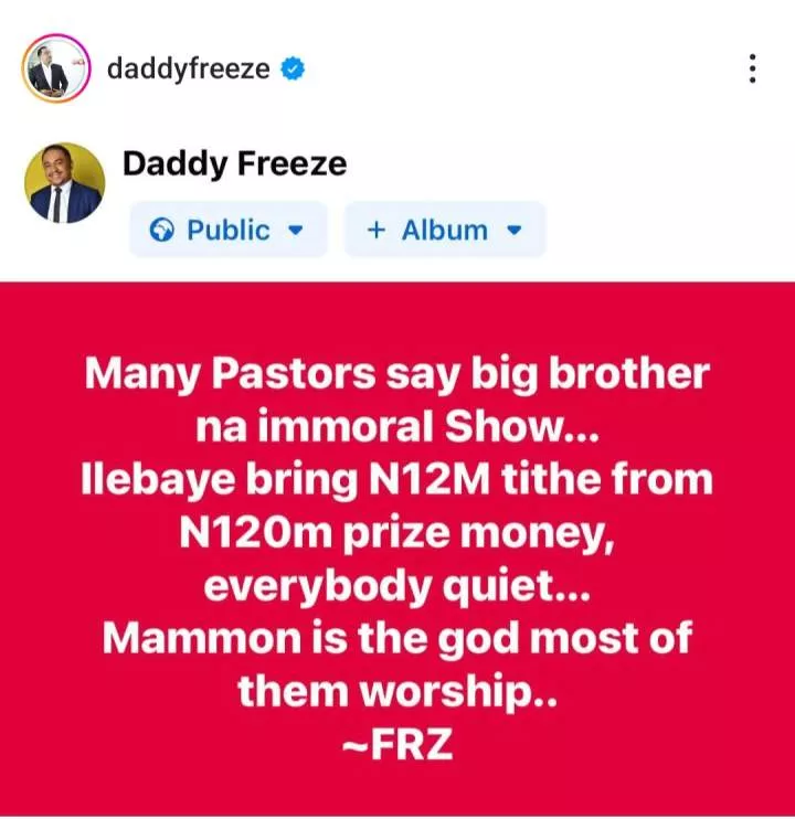'Mammon is the god most pastors worship