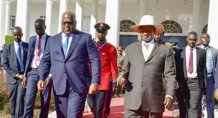 DRC president, Felix Tshisekedi and Ugandan president Yoweri Museveni