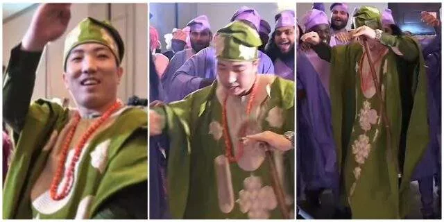 Nigerian lady weds Korean man, he makes grand entrance with Asake's song