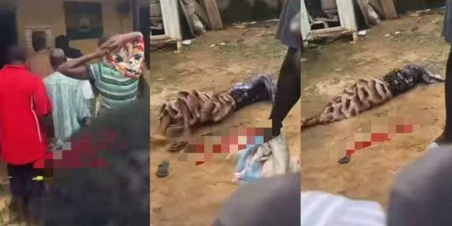 Wife rolls on ground as she cries bitterly after someone reportedly steals husband's manhood