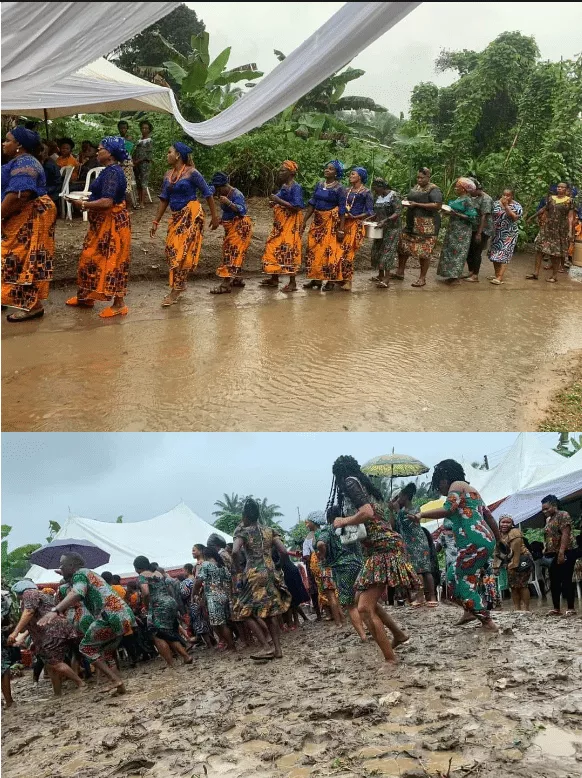 Newlywed Couple and their guests defy heavy rain to celebrate their wedding (Photos)