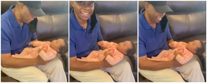 Davido's brother, Adewale shares cute video of his daughter meeting her grandfather for the first time
